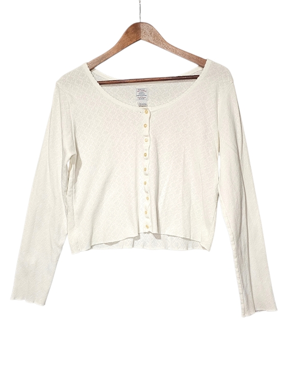 Abercrombie & Fitch Sweaters - Abercrombie & Fitch Vintage 90s Y2K White Pointelle Cropped Cardigan - M